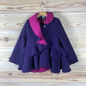 Mack & Co Coat Girls 5 Ruffles‎ Lux Tiered Peplum Fleece Jacket Pink Purple